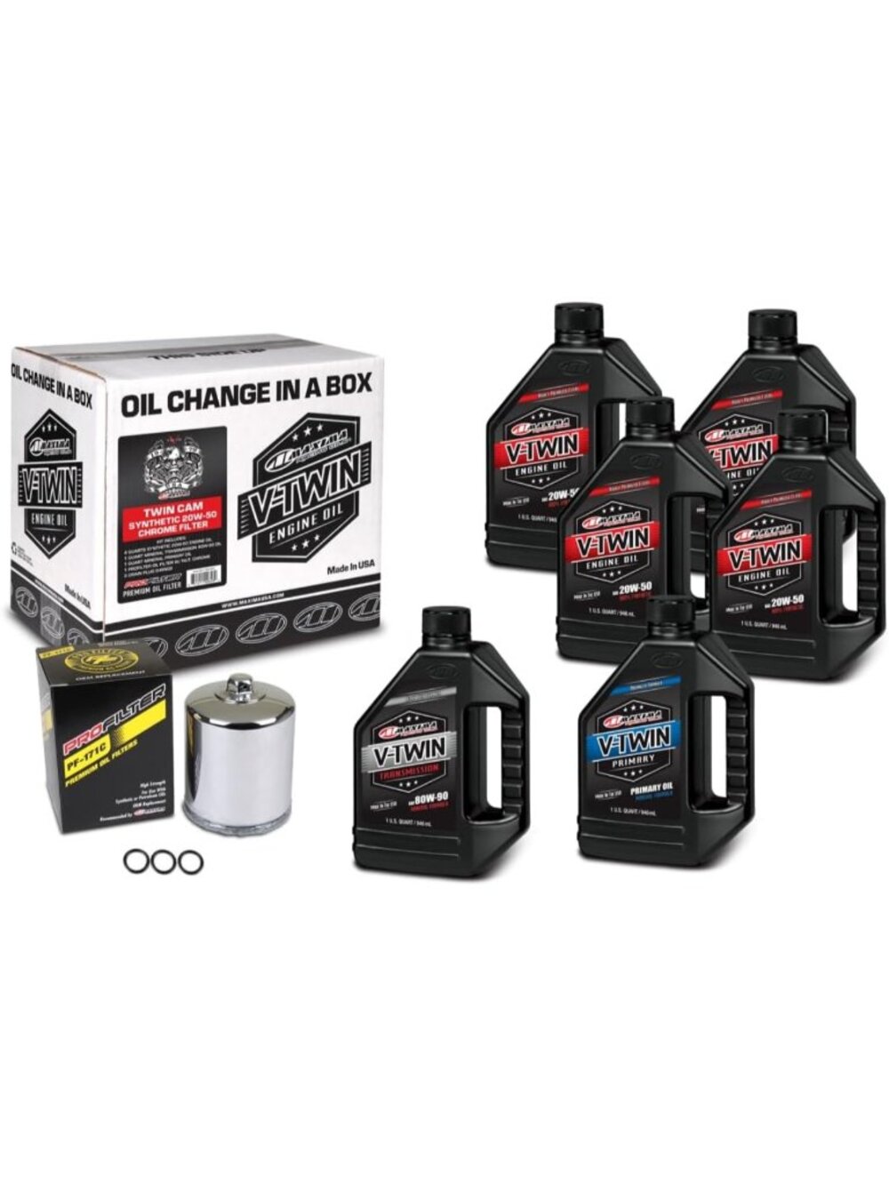 Synthetic Oil Change Kit with Black Filter for Twin Cam Motorcycles - Easy